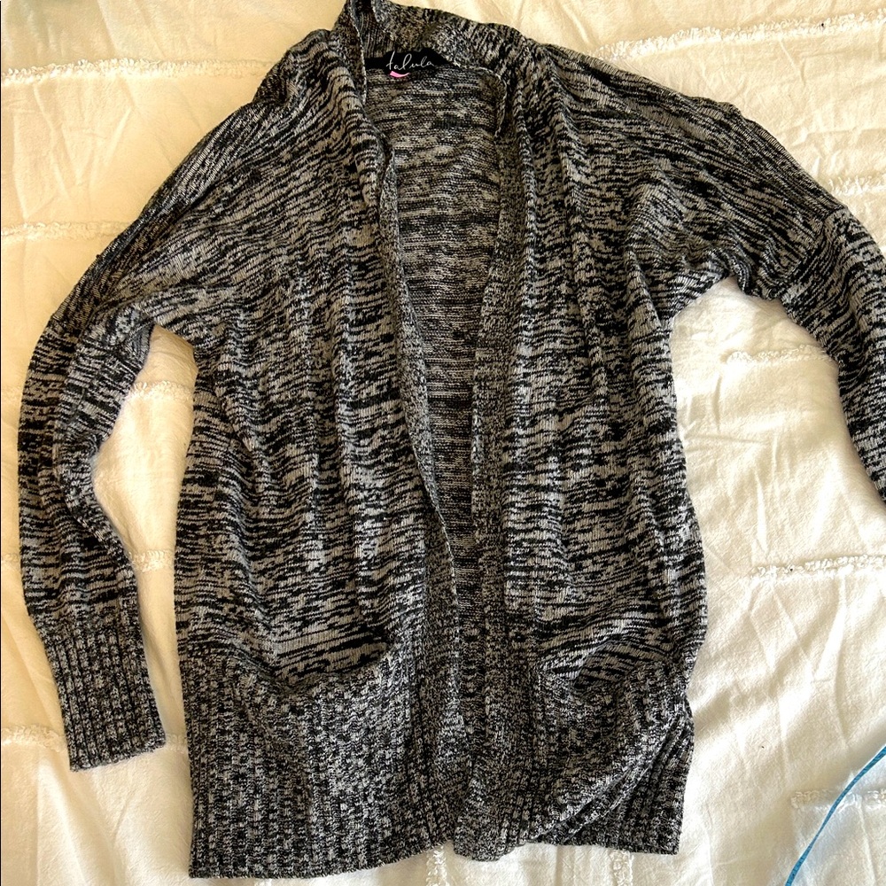 Talula Black and Gray Knit Cardigan